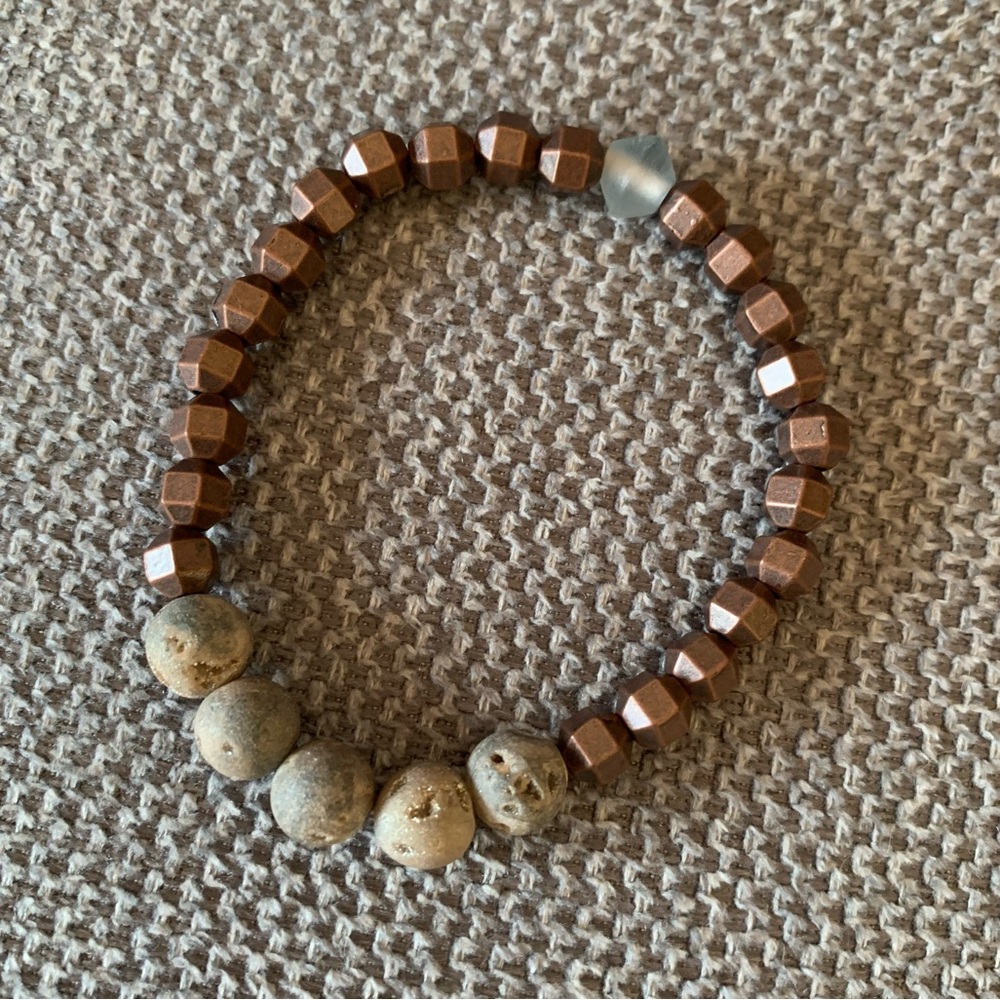 {Handmade} Brown Beaded Bracelet with Agates